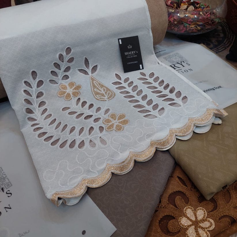 Swiss Lawn Laser Lace Shawl for Women – All-Season Comfort | New 2025 Summer Collection, Snow White