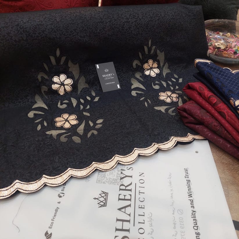 Swiss Lawn Laser Lace Shawl for Women – All-Season Comfort | New 2025 Summer Collection, Midnight Loom